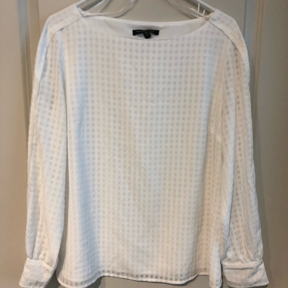 White check banana republic boat neck blouse